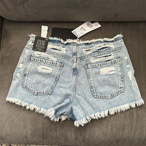 STRADIVARIUS | Blue | RIPPED SHORTS - Picture 8 of 9